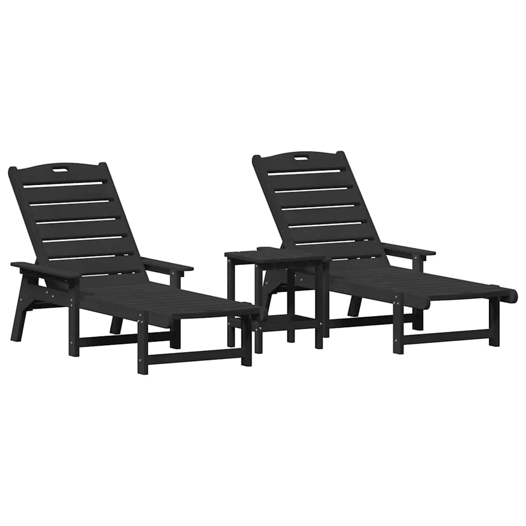 vidaXL Mobilier de lounge pentru grădină 3 pcs Negru 38 x 38 x 46cm