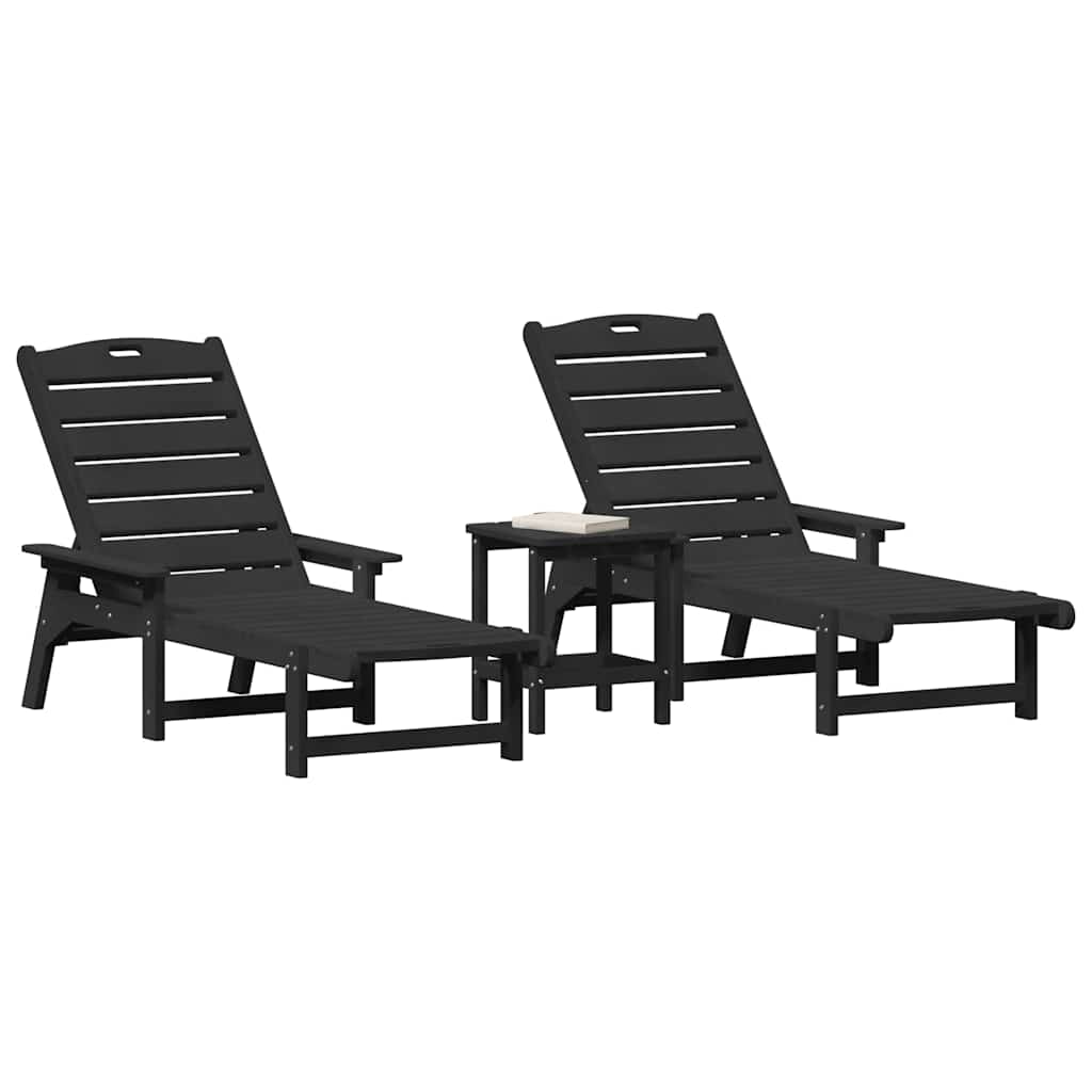 vidaXL Mobilier de lounge pentru grădină 3 pcs Negru 38 x 38 x 46cm
