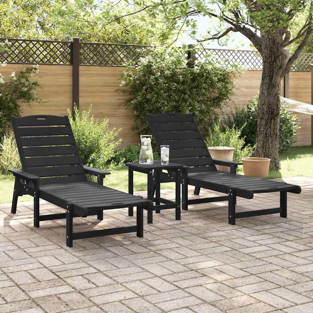 vidaXL Mobilier de lounge pentru grădină 3 pcs Negru 38 x 38 x 46cm