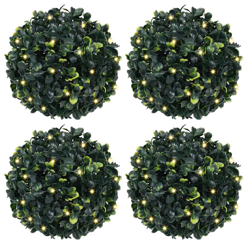 vidaXL Bile artificiale din lemn de cimiș cu lumini LED 4 buc Verde vidaXL Bile artificiale din lemn de cimiș cu lumini LED 4 buc Verde