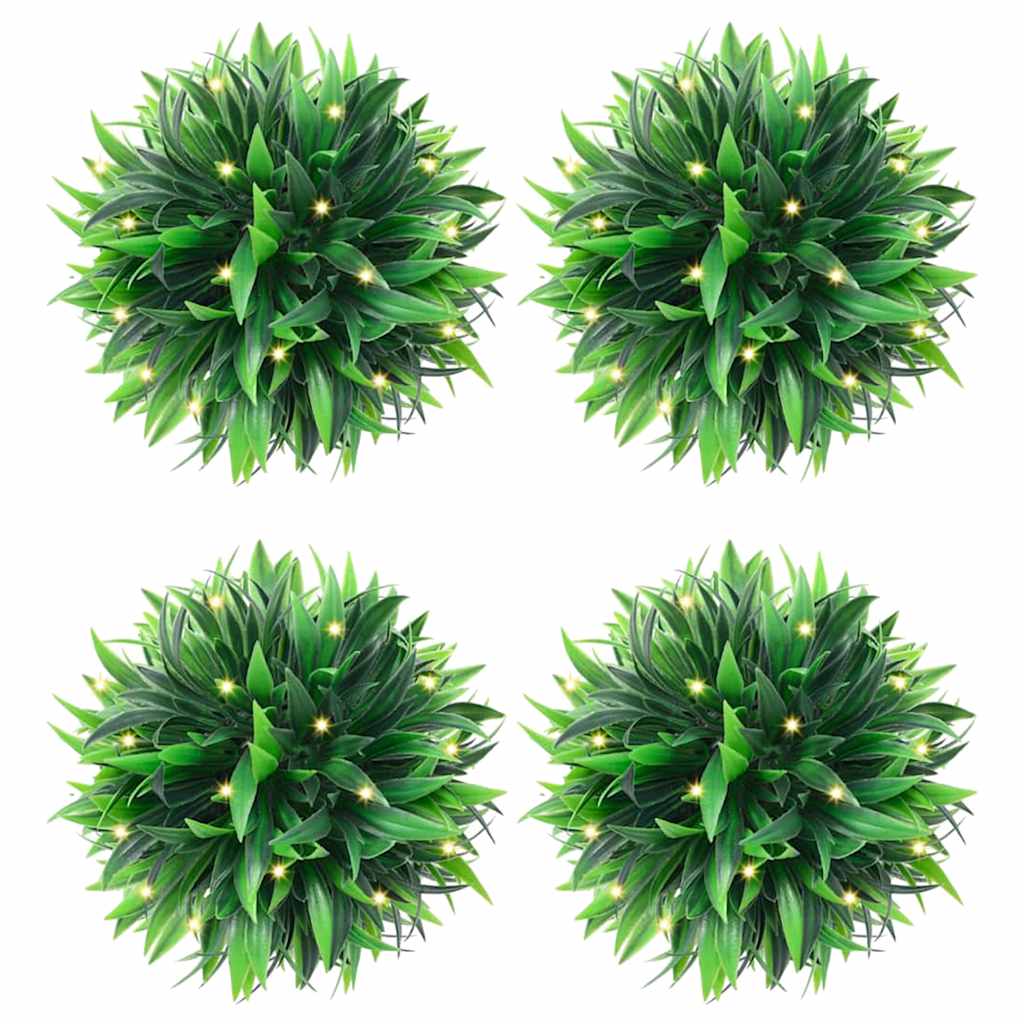 vidaXL Mingi artificiale din lemn de cimiș cu lumini LED 2 buc Verde