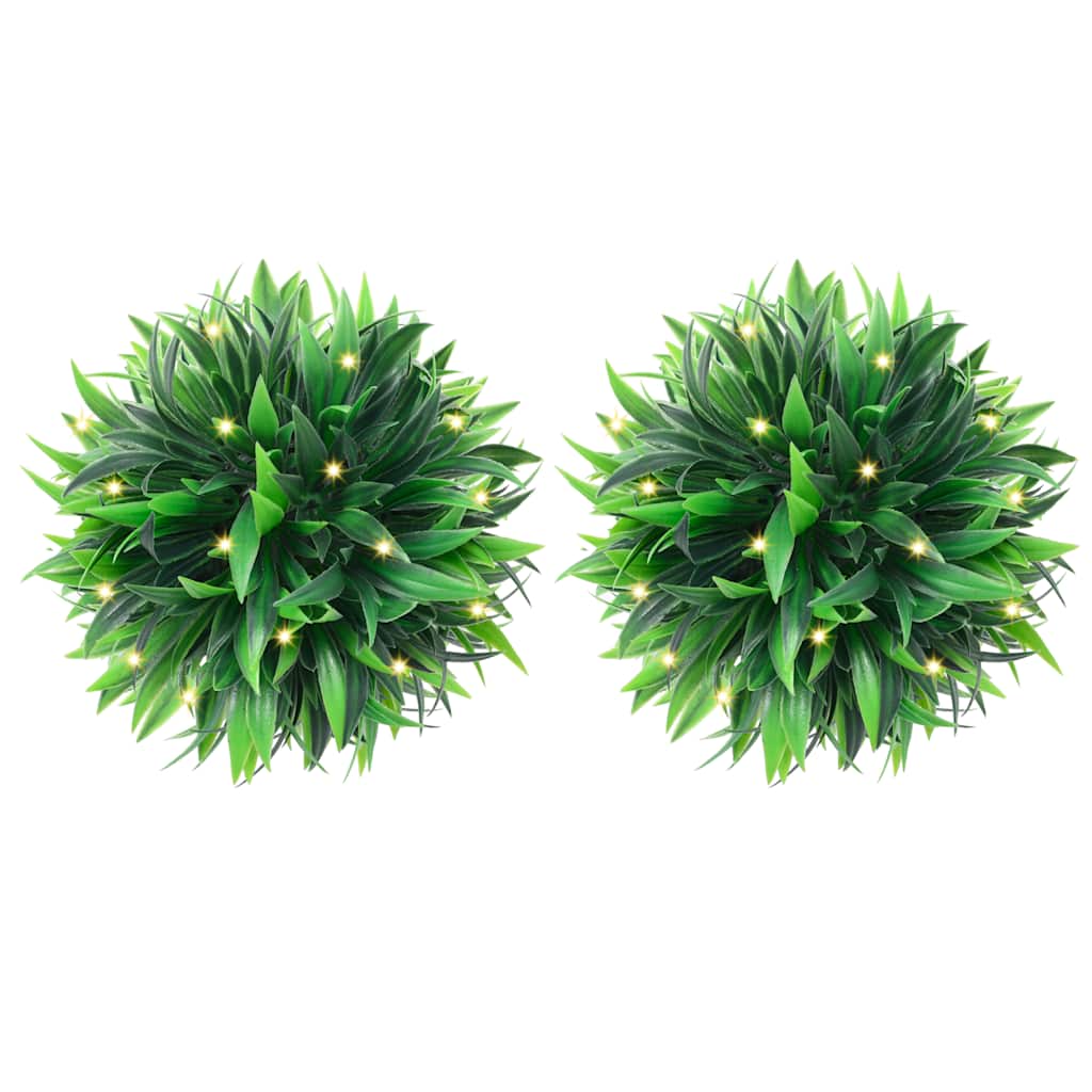 vidaXL Mingi artificiale din lemn de cimiș cu lumini LED 2 buc Verde vidaXL Mingi artificiale din lemn de cimiș cu lumini LED 2 buc Verde
