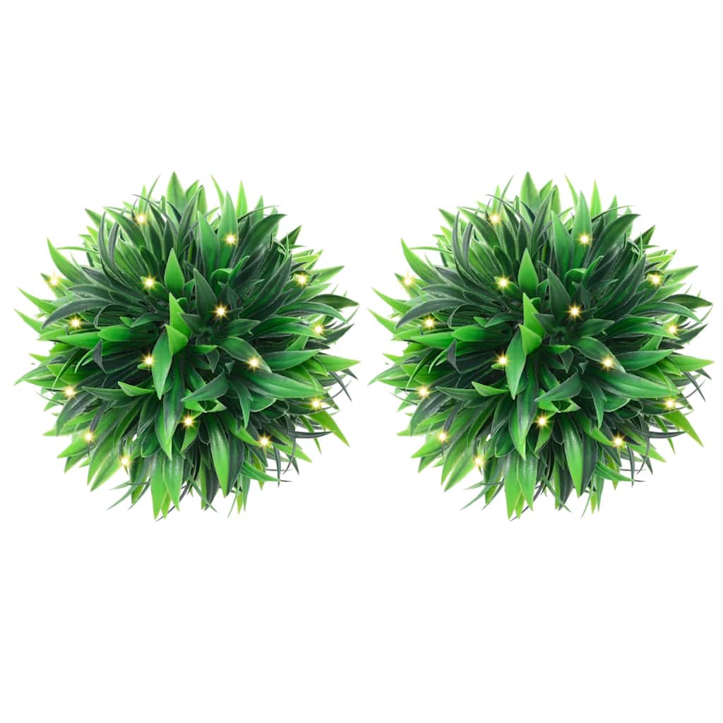 vidaXL Mingi artificiale din lemn de cimiș cu lumini LED 2 buc Verde vidaXL Mingi artificiale din lemn de cimiș cu lumini LED 2 buc Verde