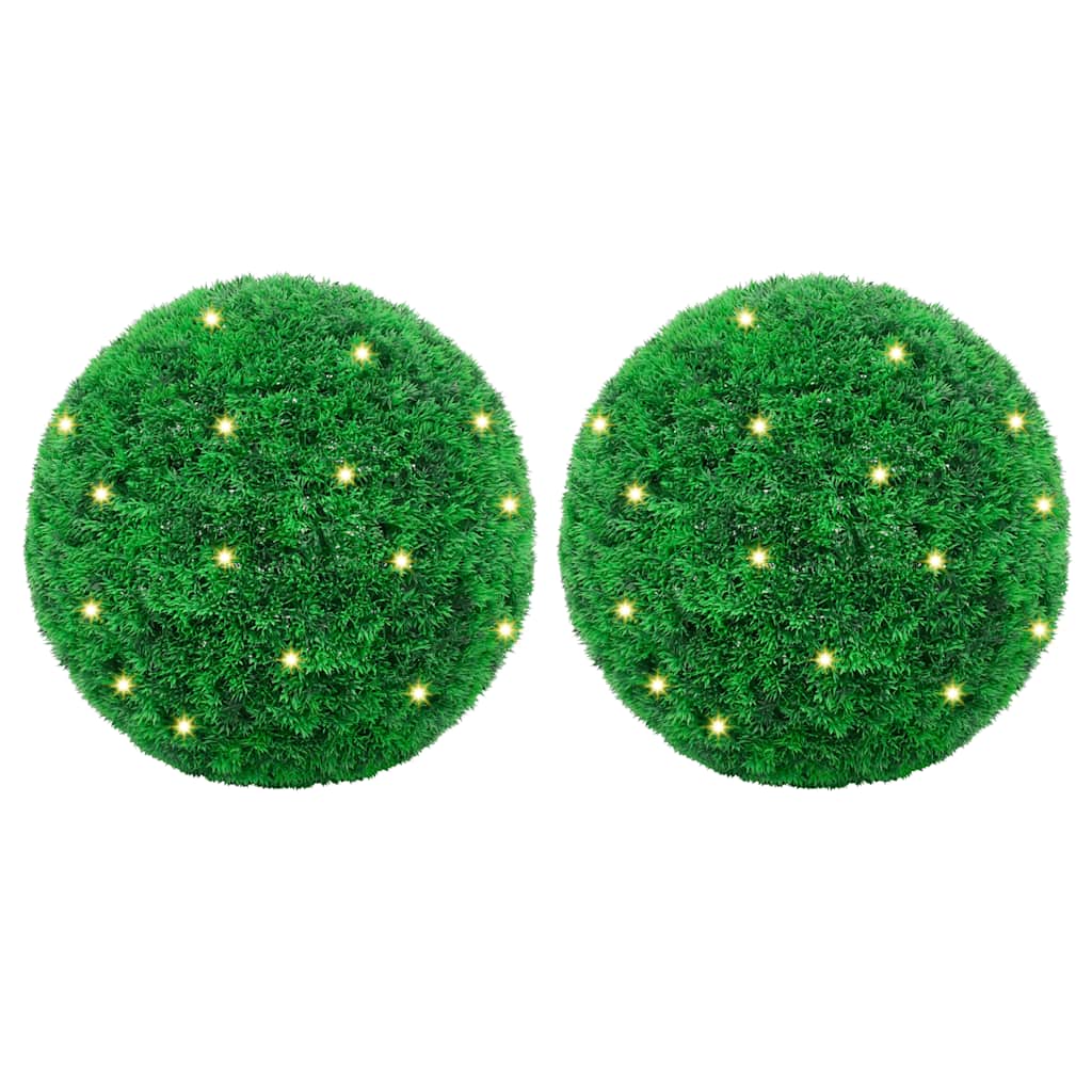 vidaXL Mingi artificiale din lemn de cimiș cu lumini LED 2 buc Verde vidaXL Mingi artificiale din lemn de cimiș cu lumini LED 2 buc Verde