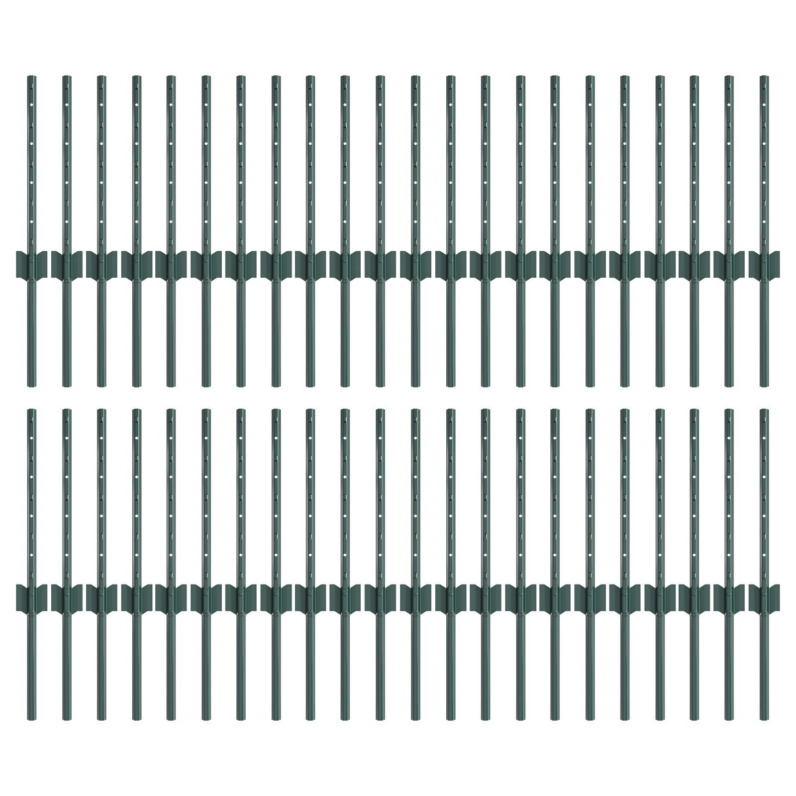 vidaXL Stâlpi de gard argintii 44 pcs Verde 100 x 0.4 m Oțel