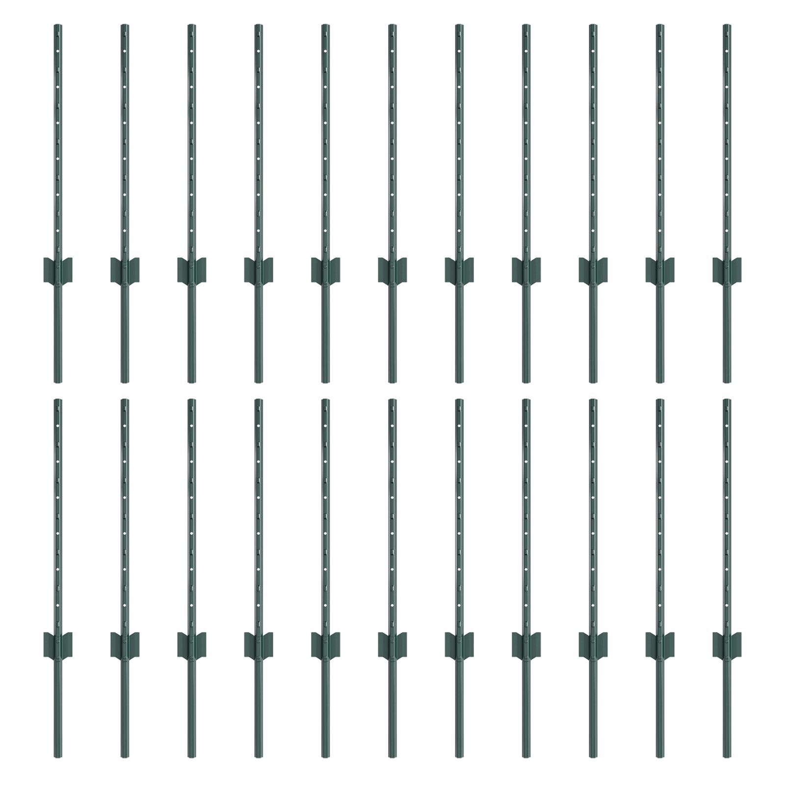 vidaXL Stâlpi de gard argintii 22 pcs Verde Înălțime de 150cm. Oțel
