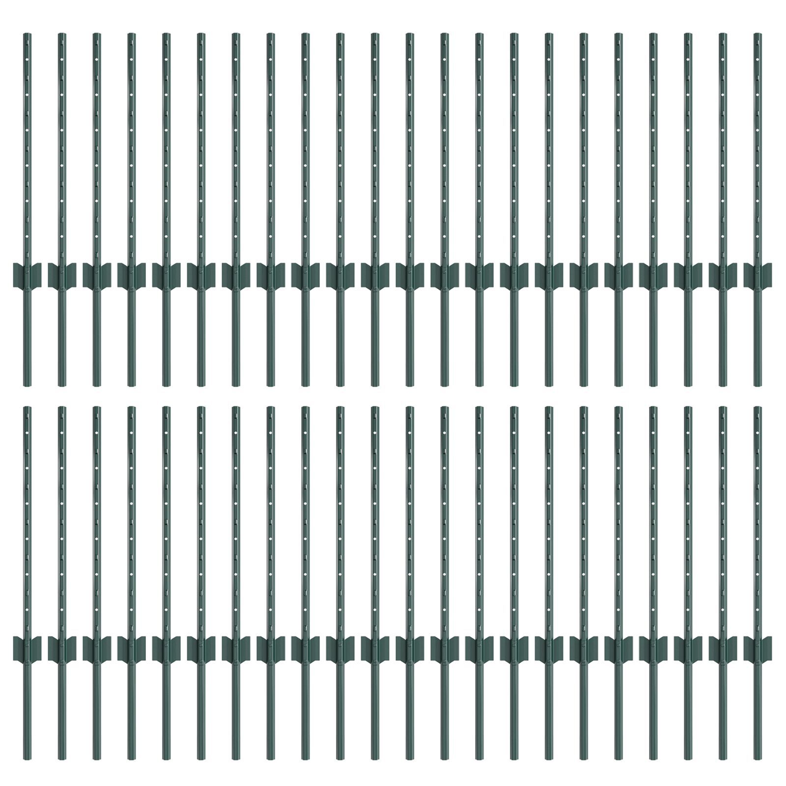 vidaXL Stâlpi de gard argintii 44 pcs Verde mare Metal