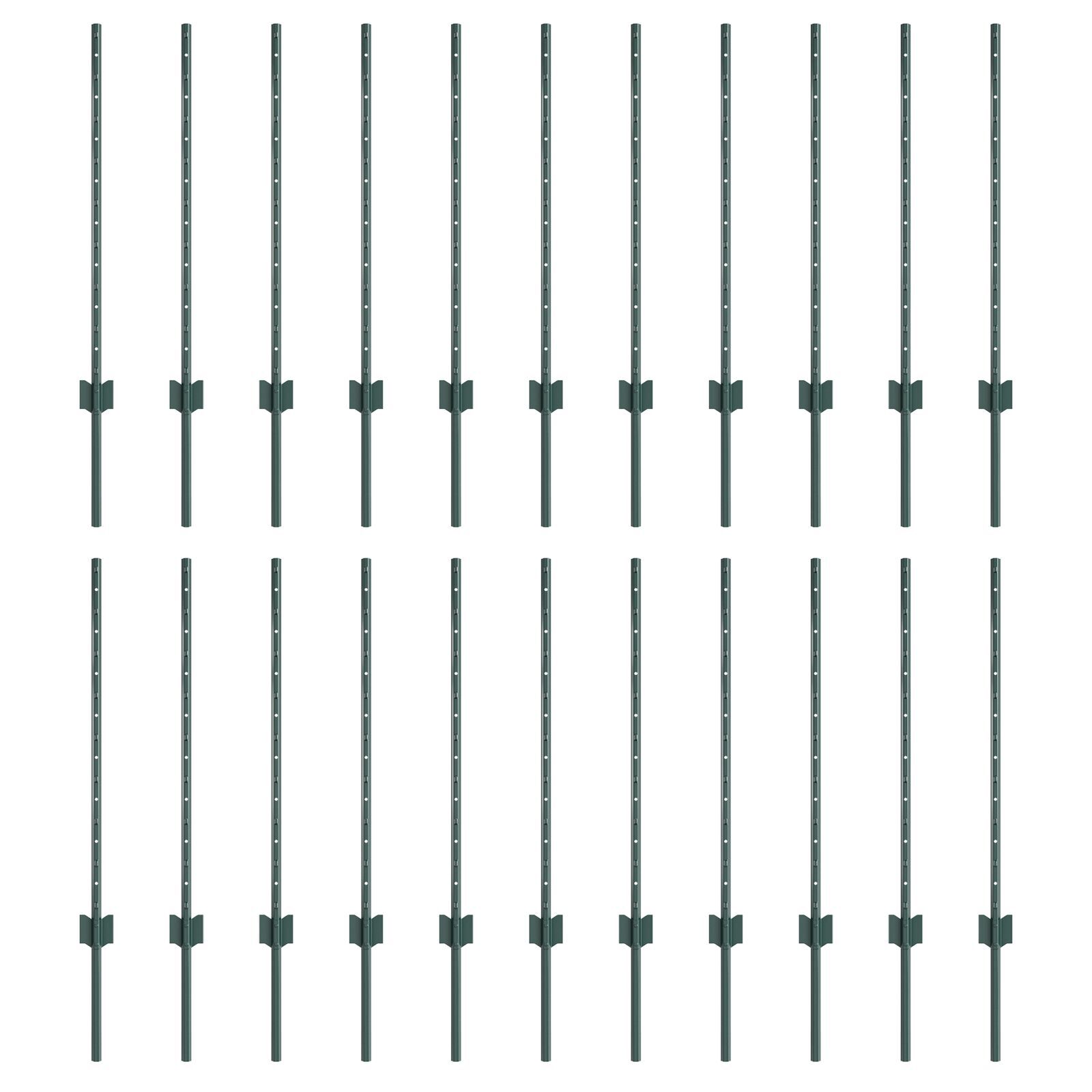vidaXL Stâlpi de gard argintii 22 pcs Verde Standard Metal