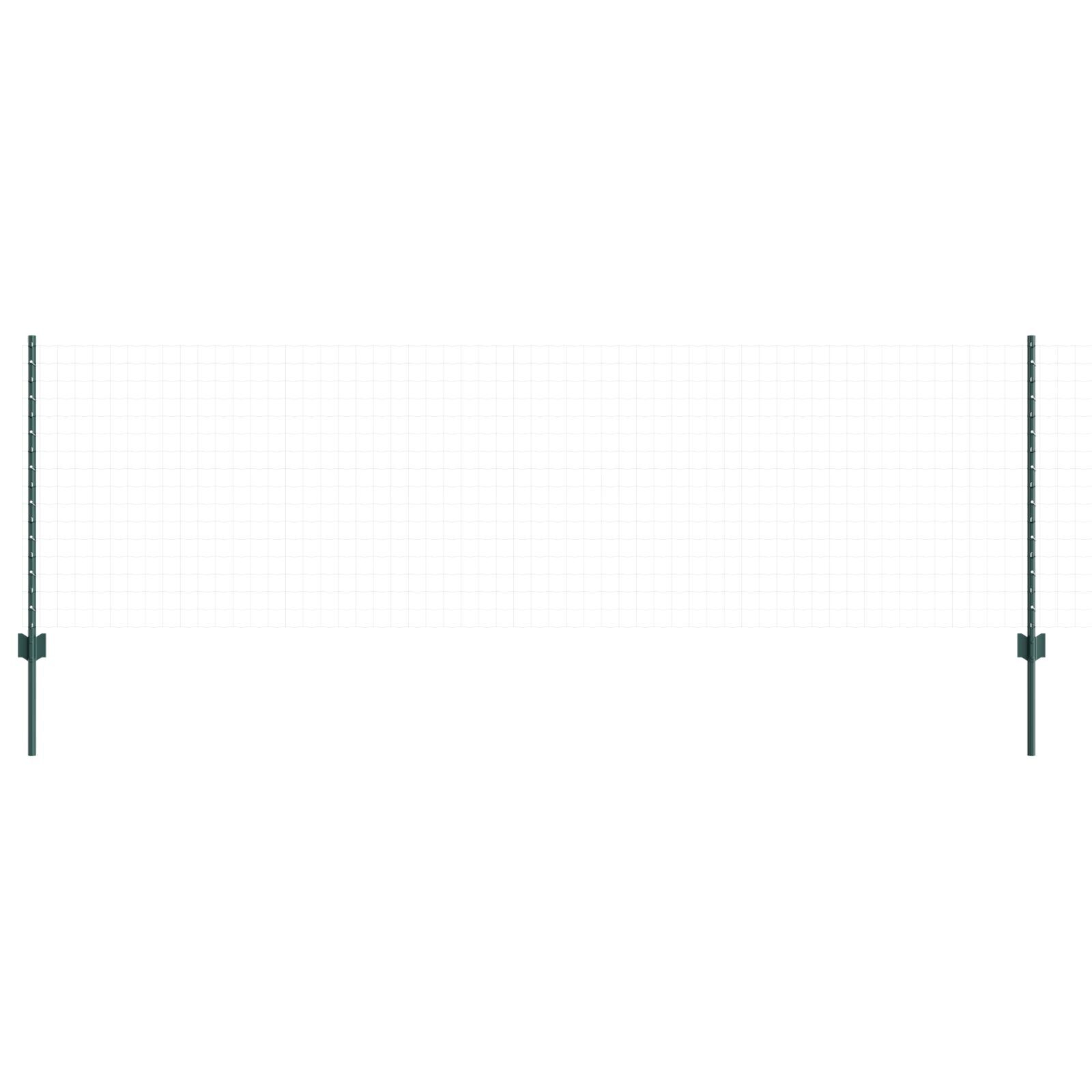 vidaXL Stâlpi de gard argintii 44 pcs Verde 100 x 0.8 cm. Oțel