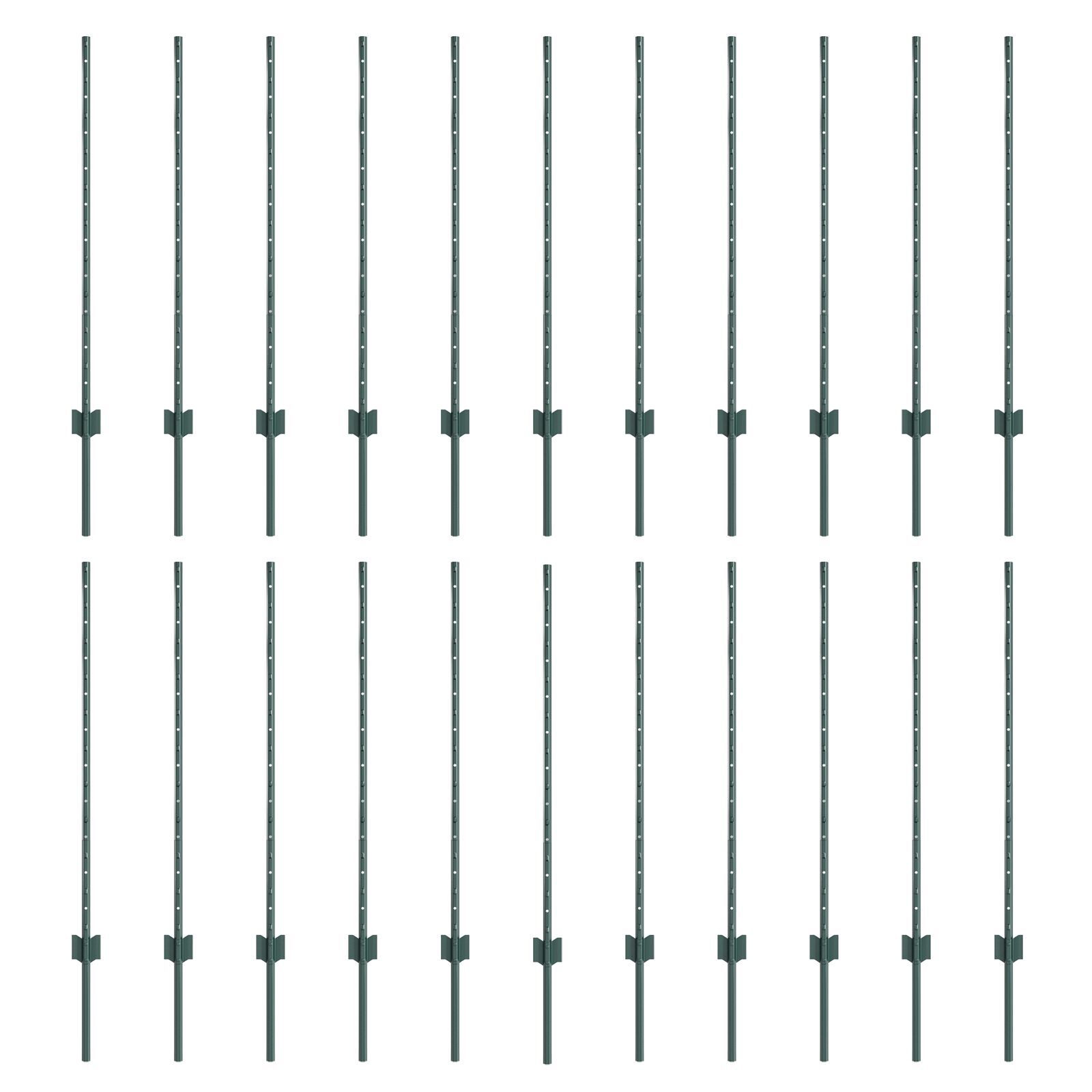 vidaXL Stâlpi de gard argintii 22 pcs Verde 50 x 1 m Metal