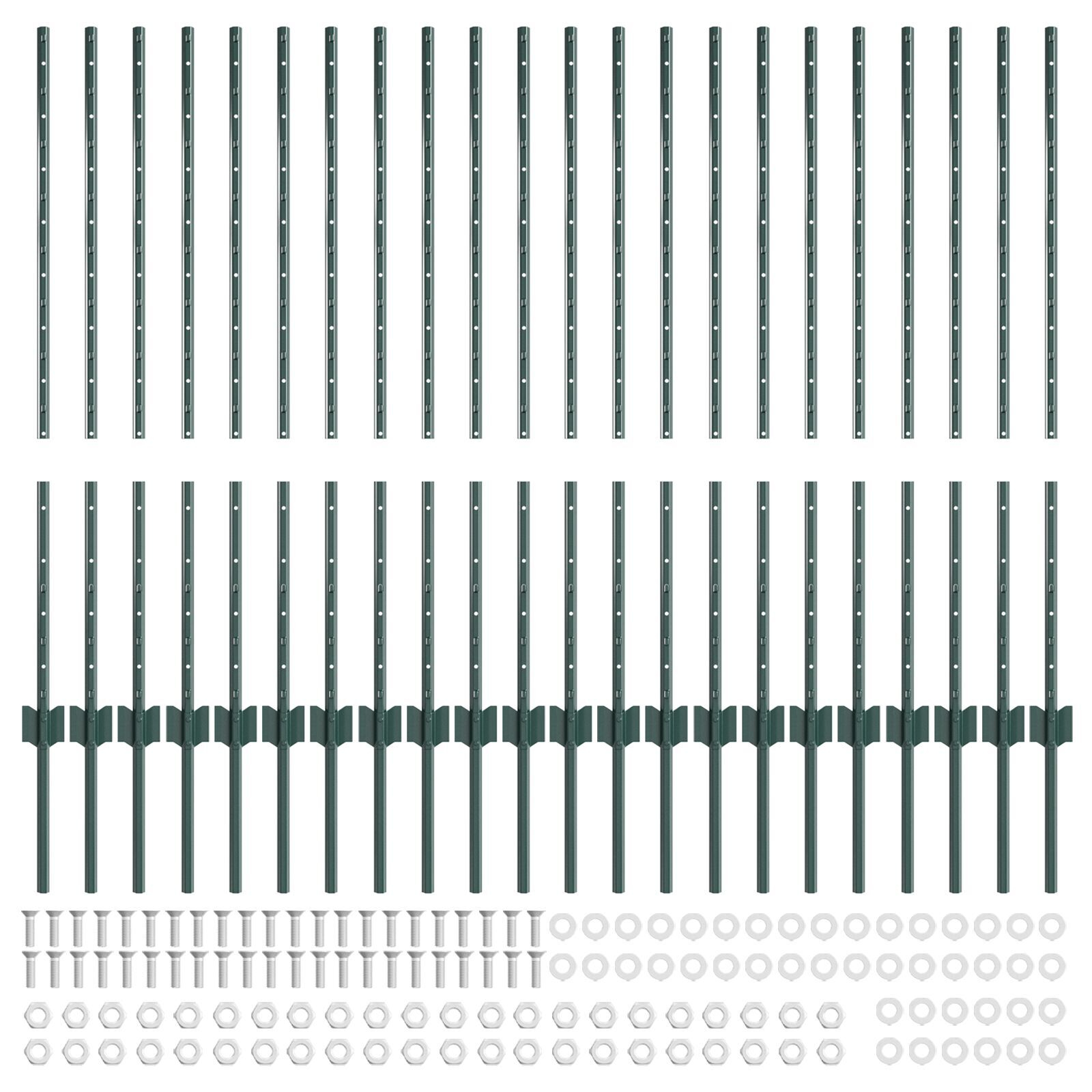 vidaXL Stâlpi de gard argintii 22 pcs Verde 50 x 1 m Metal