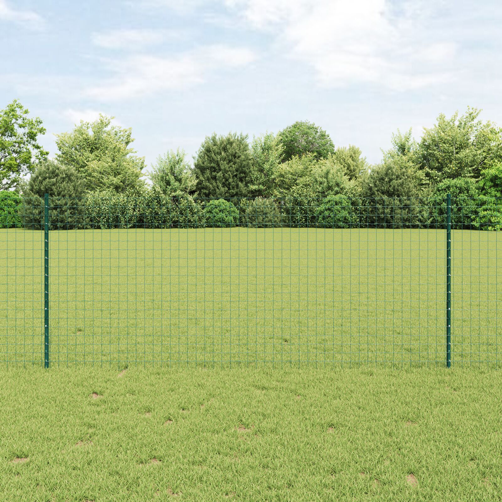 vidaXL Stâlpi de gard argintii 22 pcs Verde 50 x 1 m Metal