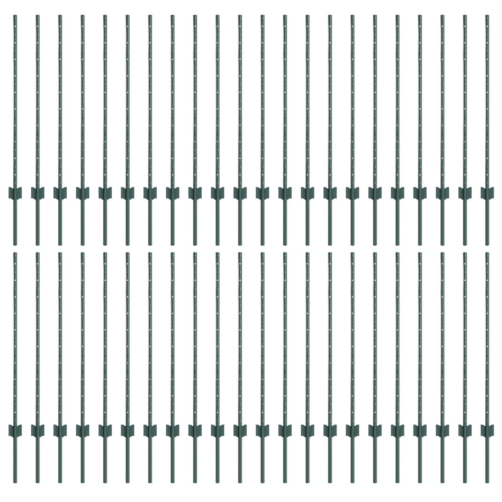 vidaXL Stâlpi de gard argintii 44 pcs Verde 100 x 1 m