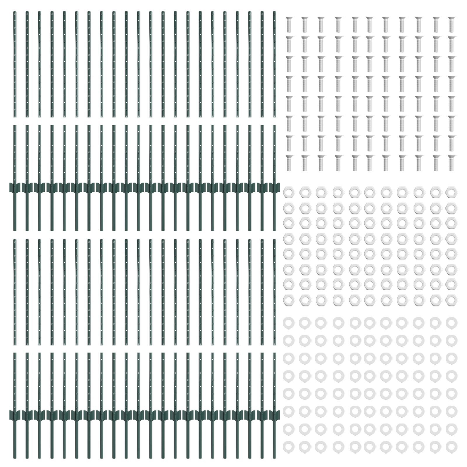vidaXL Stâlpi de gard argintii 44 pcs Verde 100 x 1 m