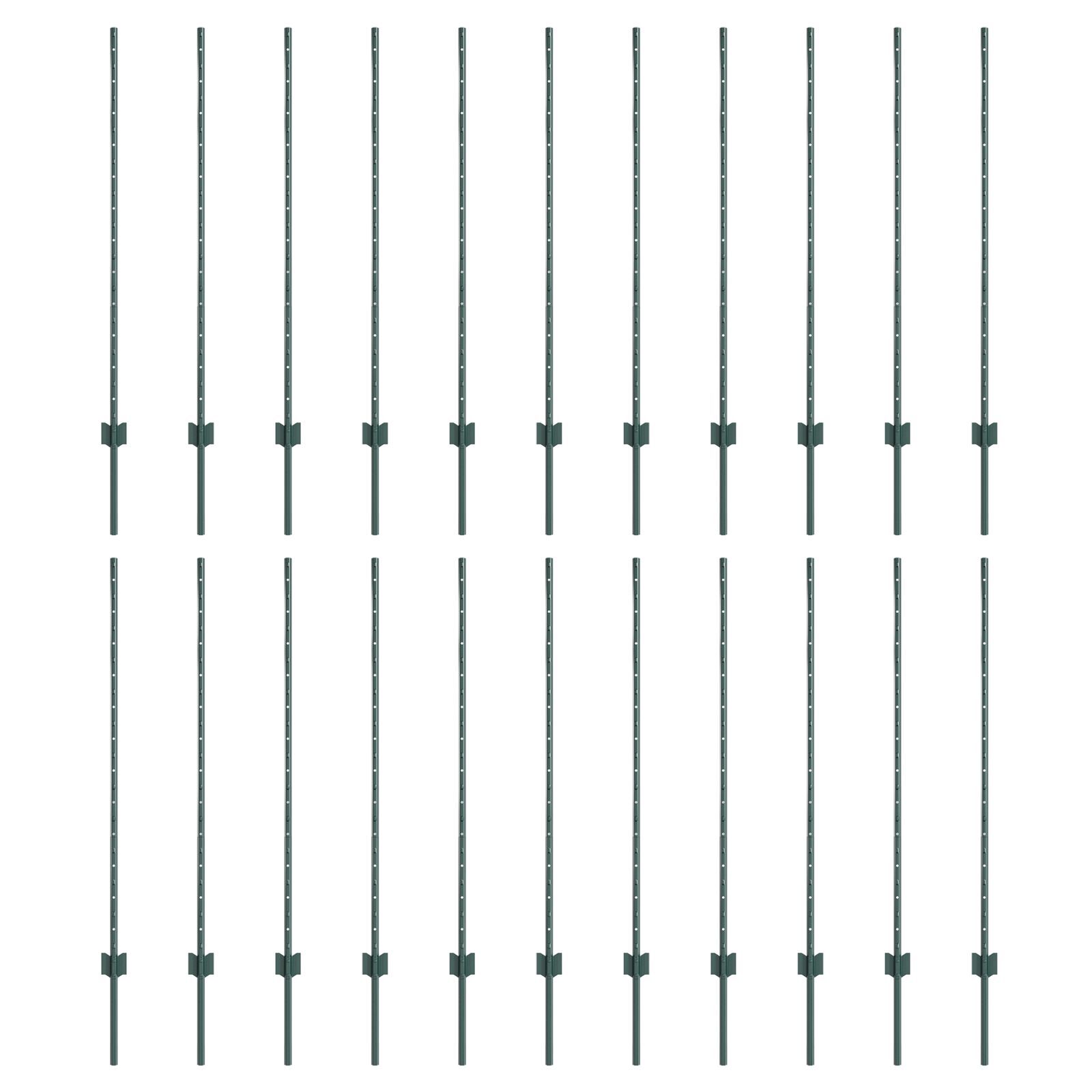 vidaXL Stâlpi de gard argintii 22 pcs Verde mare Metal