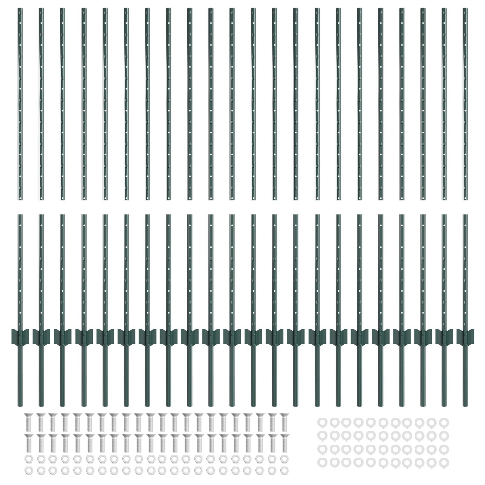 vidaXL Stâlpi de gard argintii 22 pcs Verde mare Metal