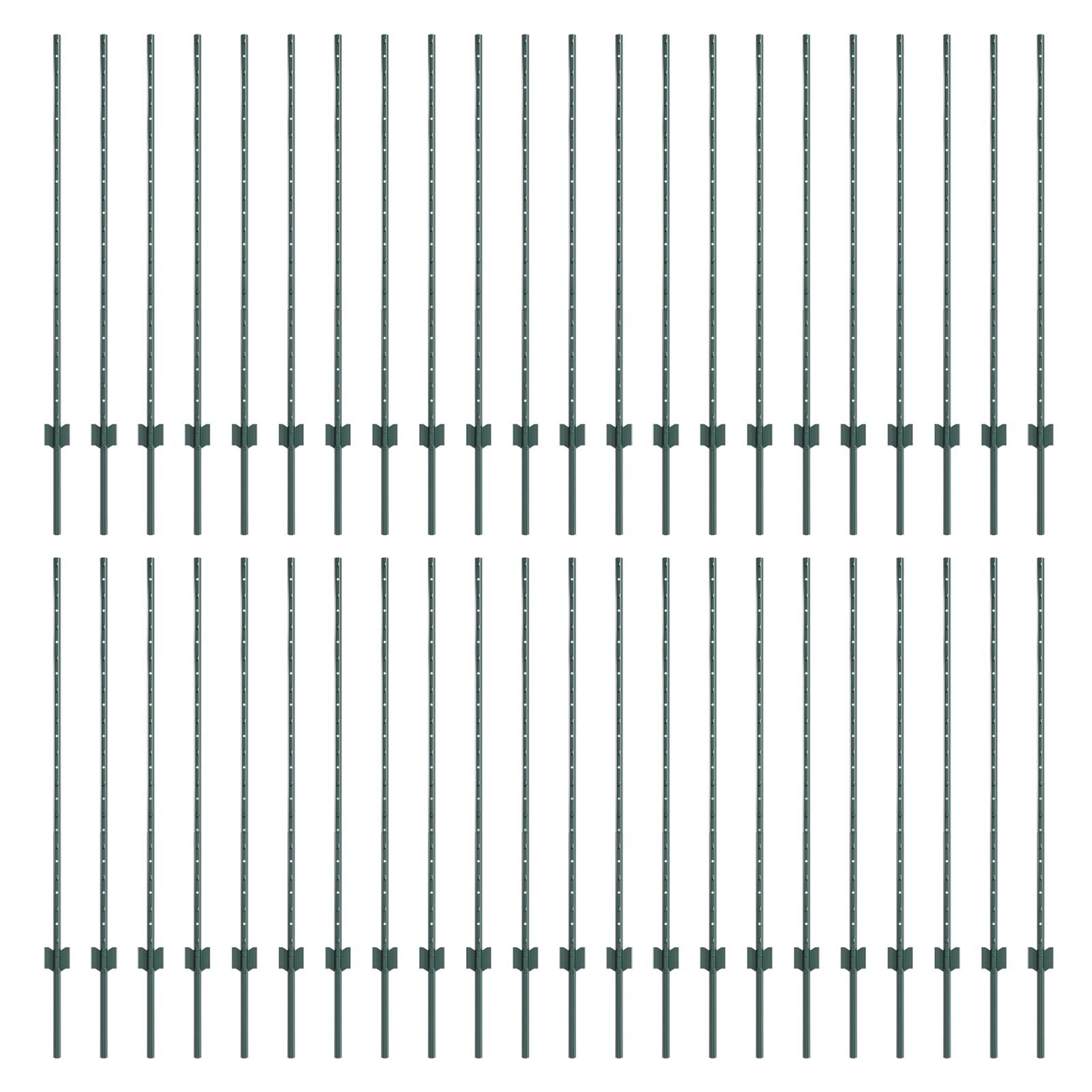 vidaXL Stâlpi de gard argintii 44 pcs Verde Oțel vopsit electrostatic