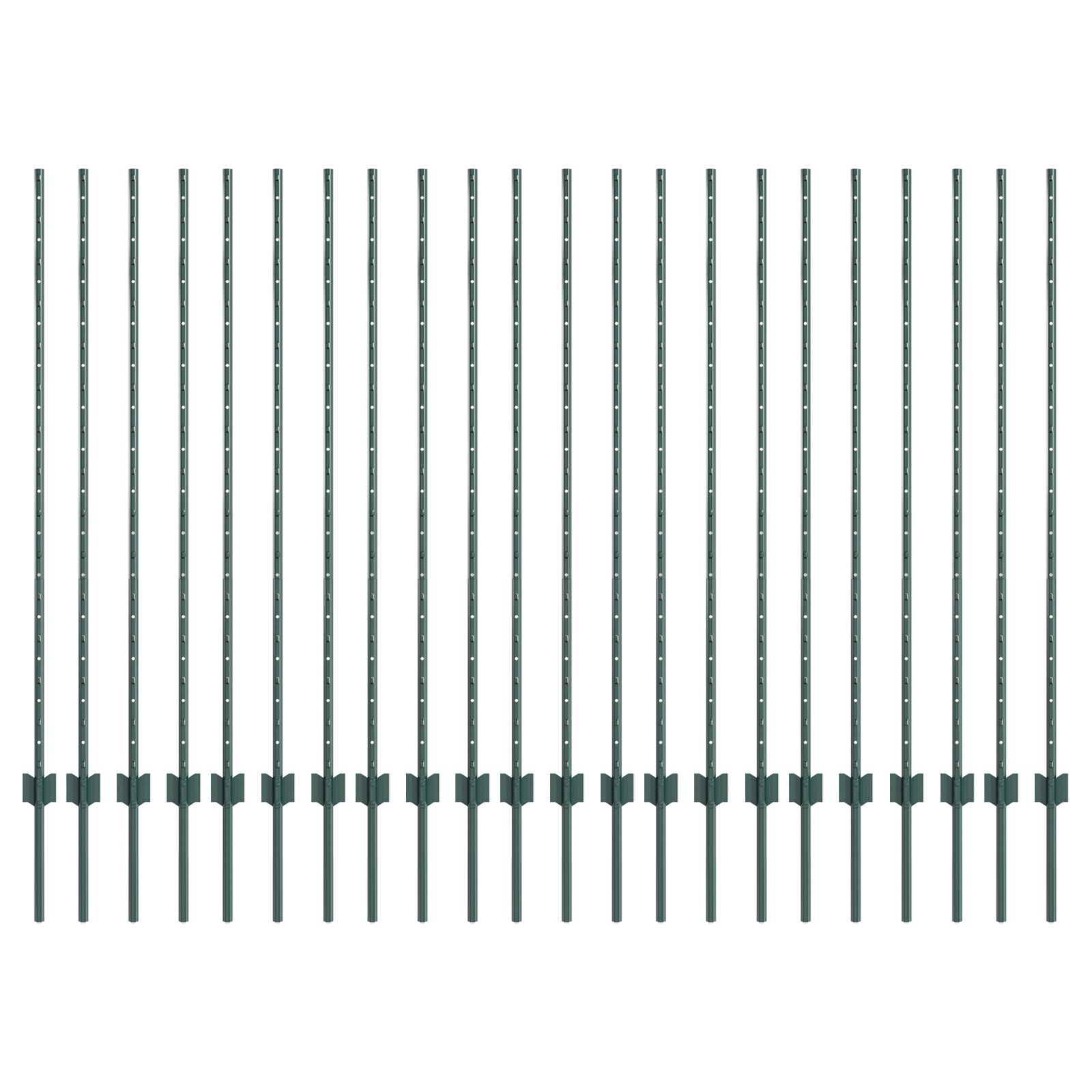 vidaXL Stâlpi de gard argintii 22 pcs Verde 50 m x 1.4 m. Oțel