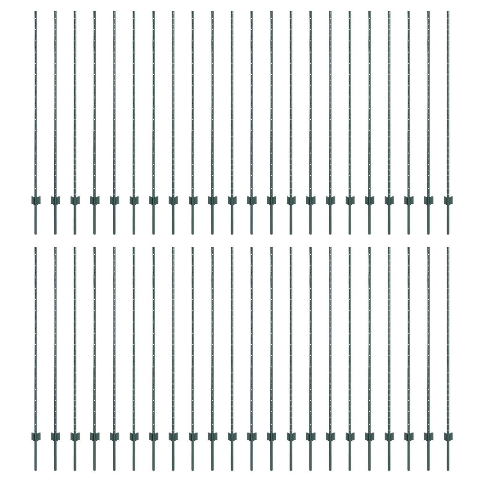 vidaXL Stâlpi de gard argintii 44 pcs Verde 100 x 1.5 m Metal