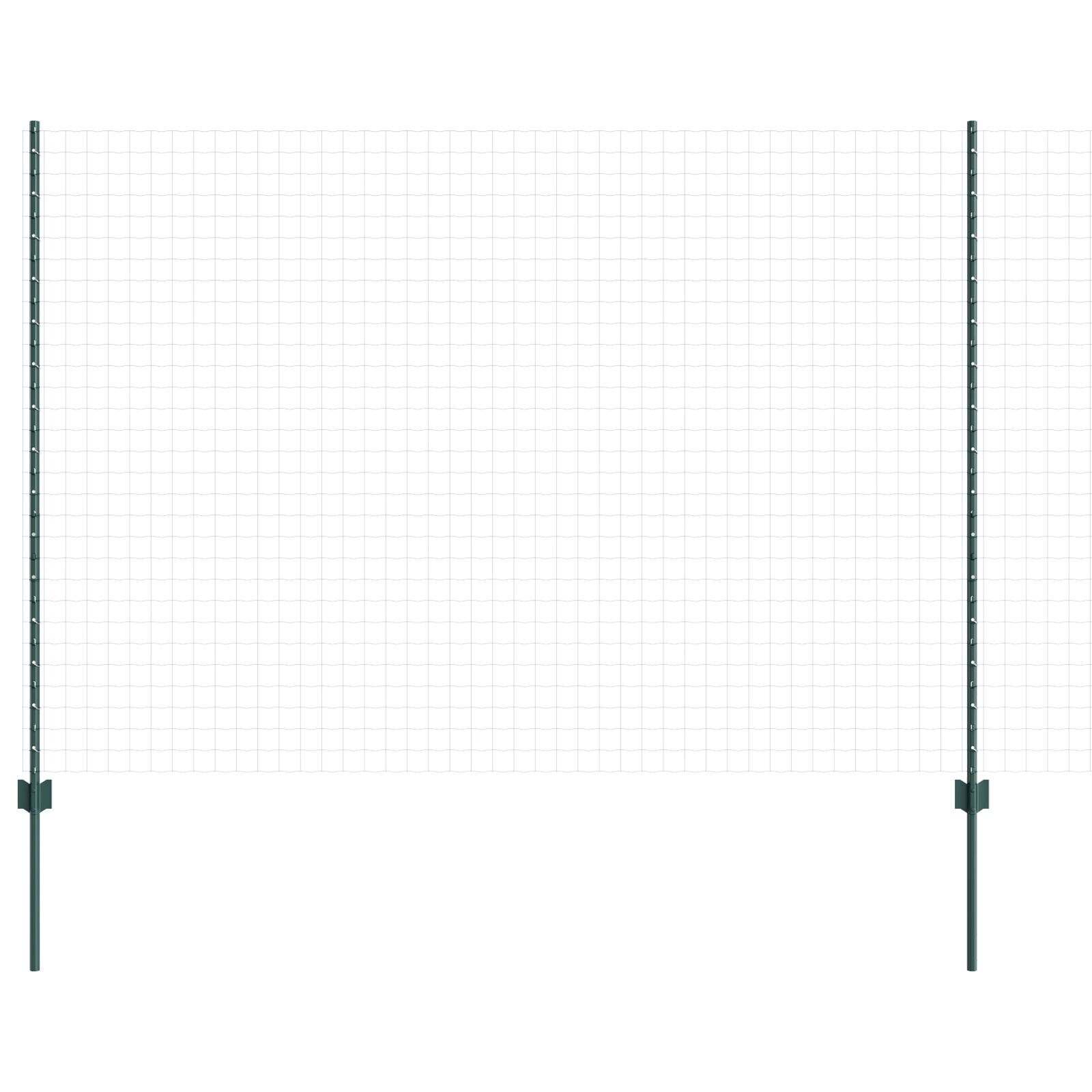 vidaXL Stâlpi de gard argintii 44 pcs Verde 100 x 1.5 m Metal