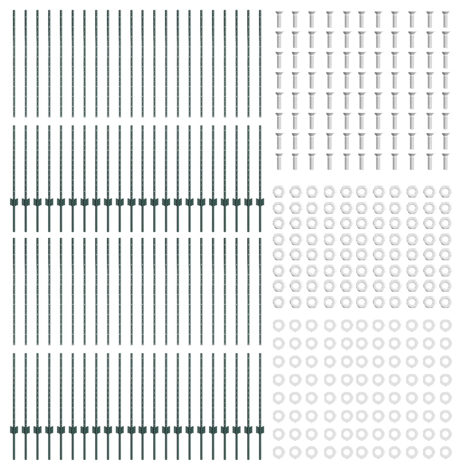 vidaXL Stâlpi de gard argintii 44 pcs Verde 100 x 1.5 m Metal