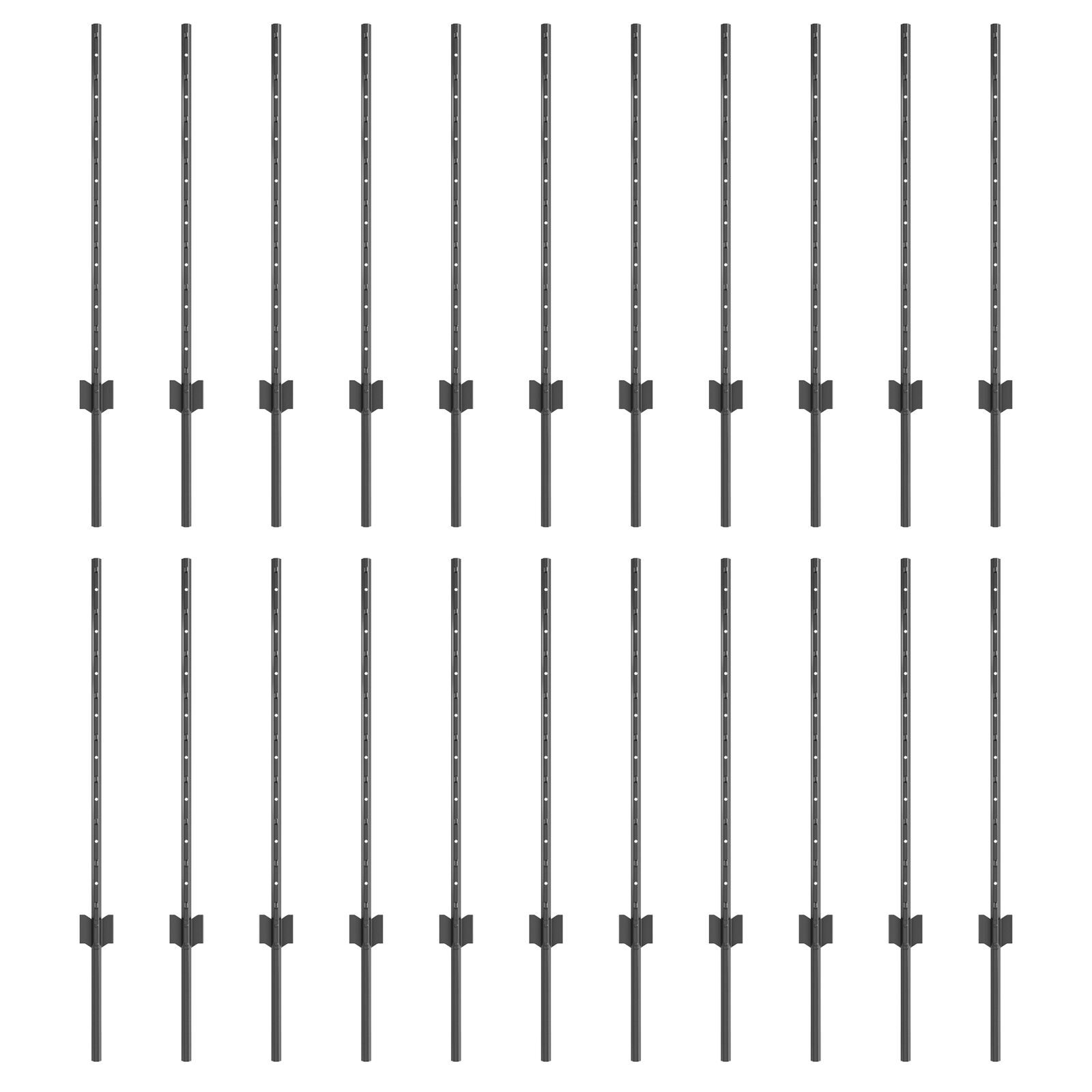 vidaXL Stâlpi de gard argintii 22 pcs Gri 50 x 0.8 m Metal vidaXL Stâlpi de gard argintii 22 pcs Gri 50 x 0.8 m Metal