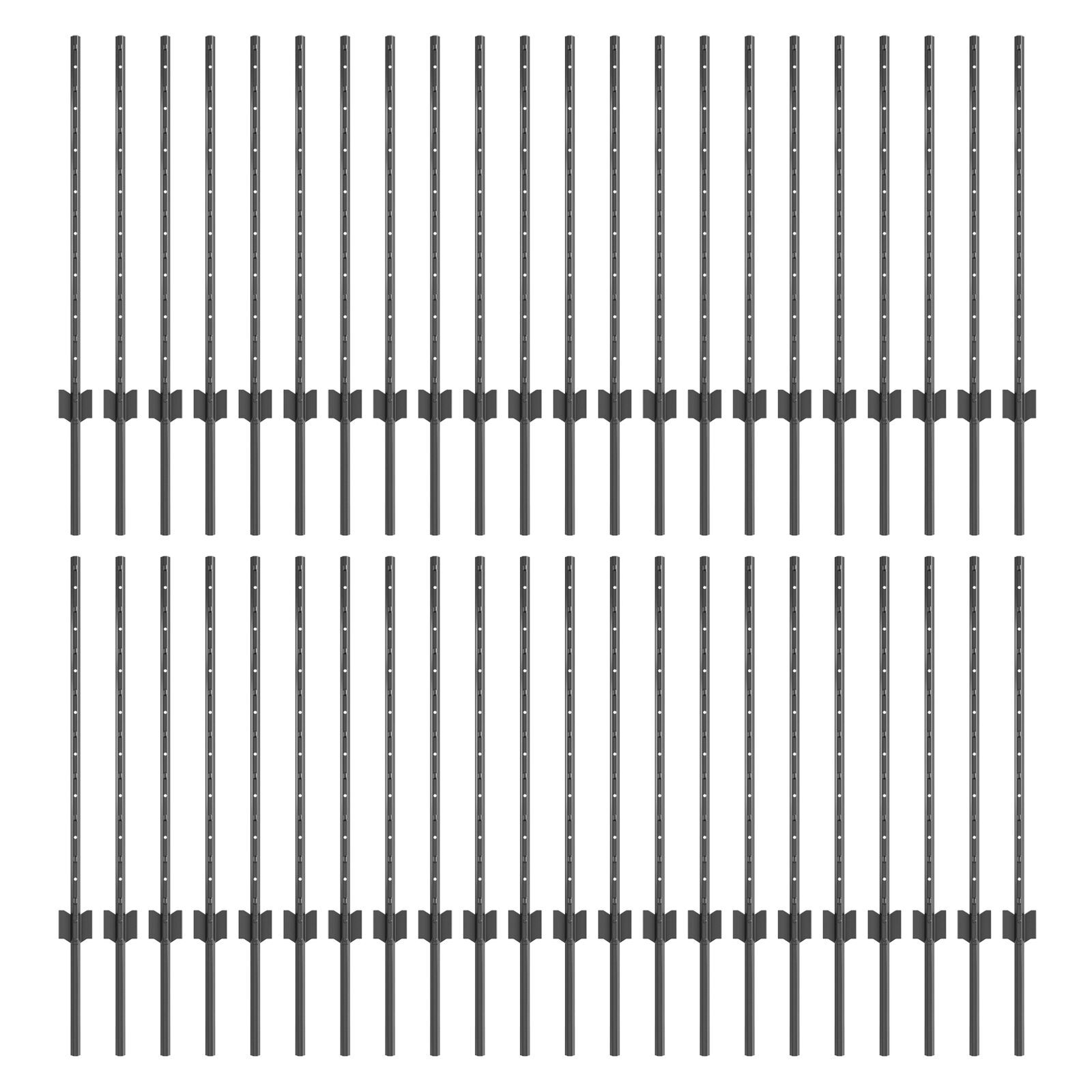 vidaXL Stâlpi de gard argintii 44 pcs Gri 100 x 0.8 m Oțel