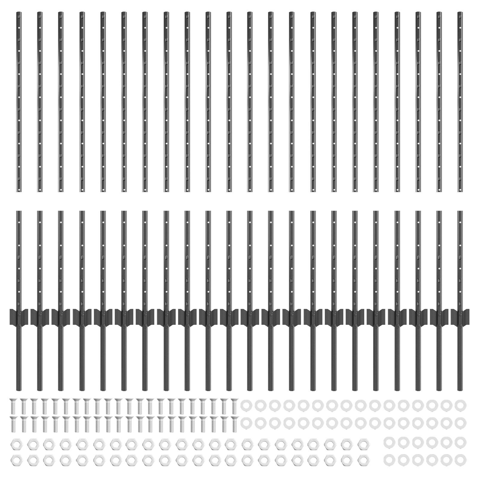 vidaXL Stâlpi de gard argintii 44 pcs Gri Înălțime de 1 m. Metal vidaXL Stâlpi de gard argintii 44 pcs Gri Înălțime de 1 m. Metal