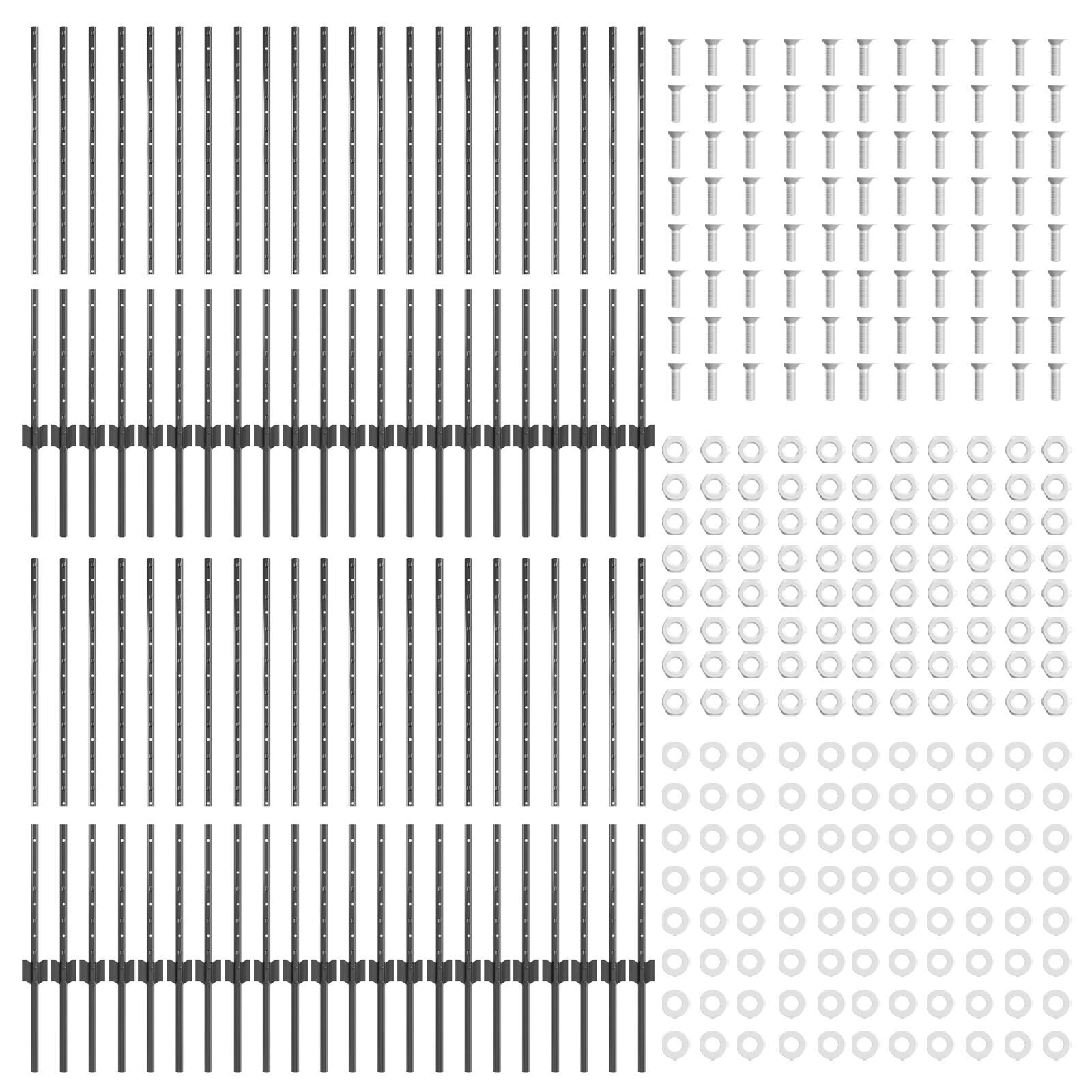vidaXL Stâlpi de gard argintii 44 pcs Gri 100 x 1 m Oțel vidaXL Stâlpi de gard argintii 44 pcs Gri 100 x 1 m Oțel