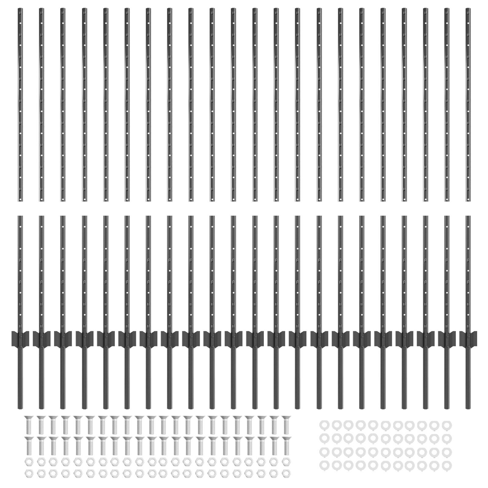 vidaXL Stâlpi de gard argintii 44 pcs Gri Înălțime de 150cm. Metal