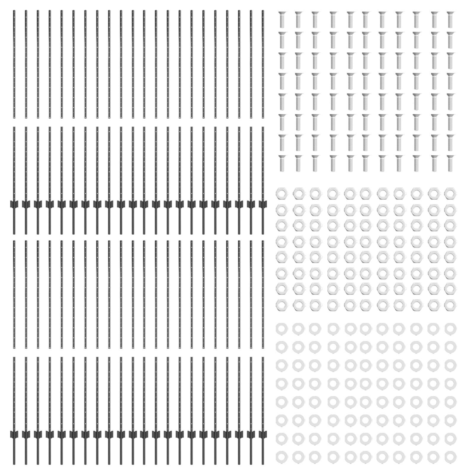 vidaXL Stâlpi de gard argintii 44 pcs Gri Standard