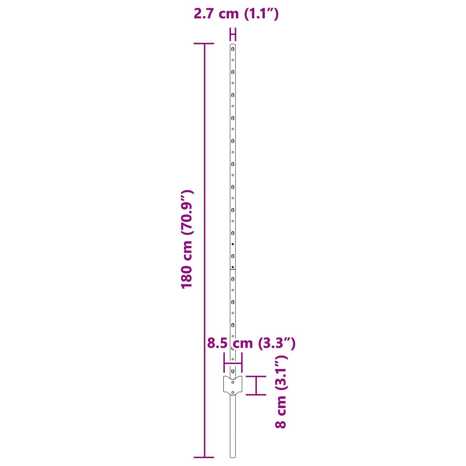 vidaXL Stâlpi de Gard Manual 44 pcs Argintiu 180 cm Oțel vidaXL Stâlpi de Gard Manual 44 pcs Argintiu 180 cm Oțel