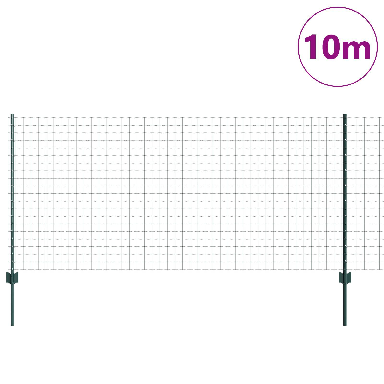 vidaXL Gard Euro cu 5 Stâlpi U Verde 1x10 m Oțel vidaXL Gard Euro cu 5 Stâlpi U Verde 1x10 m Oțel