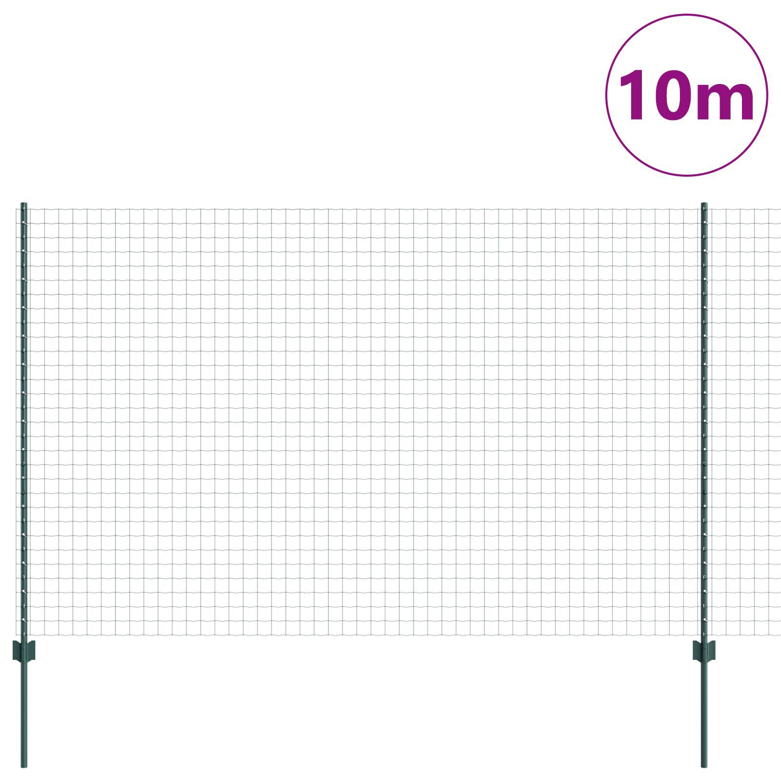 vidaXL Gard Euro cu 5 Stâlpi U Verde 1,5x10 m Oțel vidaXL Gard Euro cu 5 Stâlpi U Verde 1,5x10 m Oțel