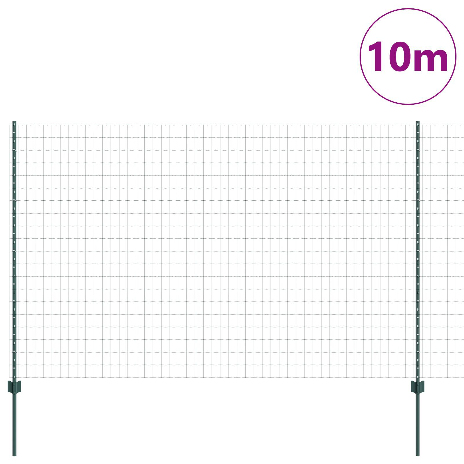 vidaXL Gard Euro cu 5 Stâlpi U Verde 1.6x10 m din Oțel vidaXL Gard Euro cu 5 Stâlpi U Verde 1.6x10 m din Oțel