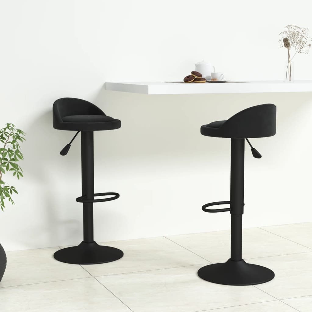 vidaXL Scaune de bar, 2 buc., negru, catifea vidaXL Scaune de bar, 2 buc., negru, catifea