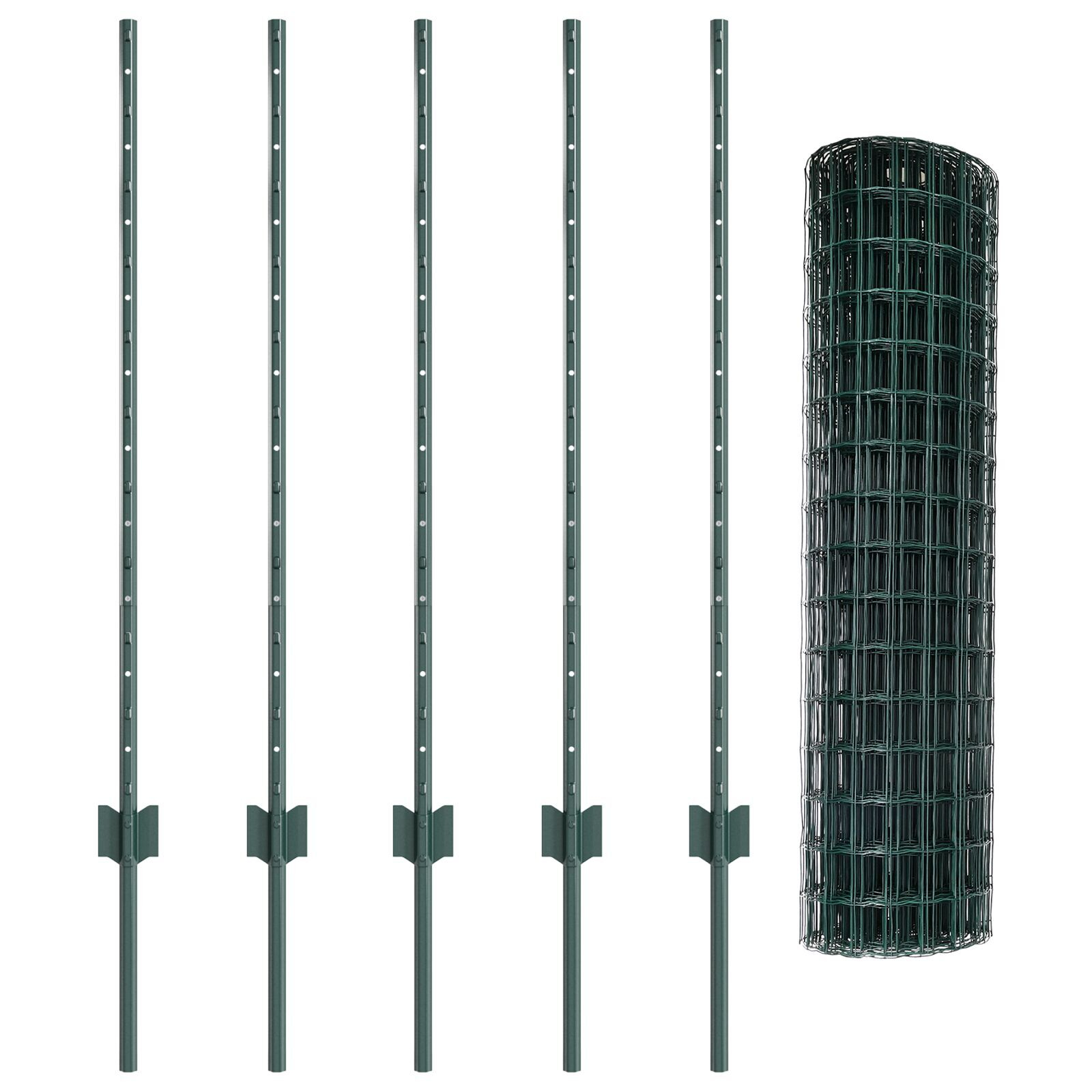 vidaXL Îngrădire cu stâlpi Verde 1 x 10 m Oțel
