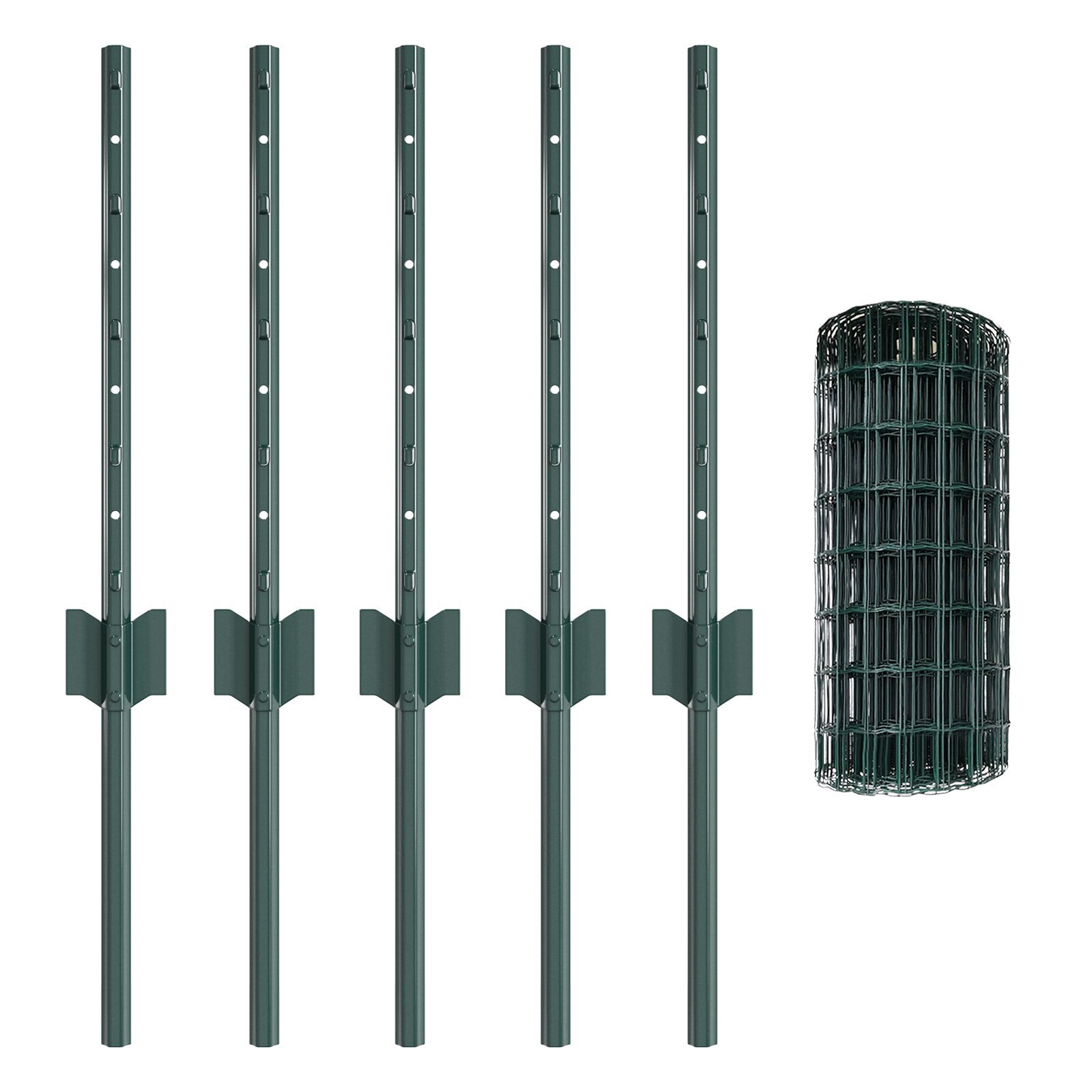 vidaXL Îngrădire cu stâlpi Verde 0.4 x 10 m Oțel