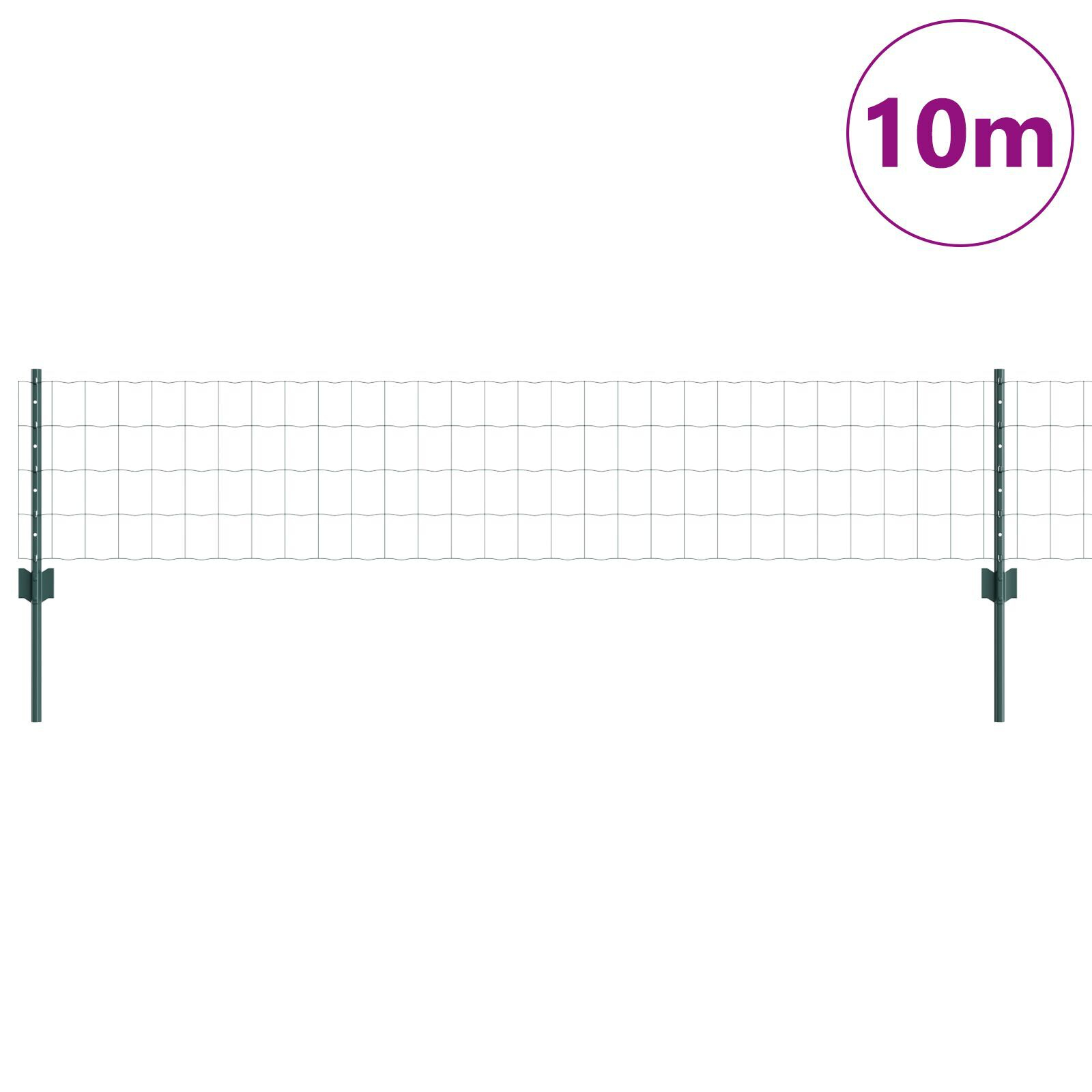 vidaXL Îngrădire cu stâlpi Verde 0.4 x 10 m Oțel