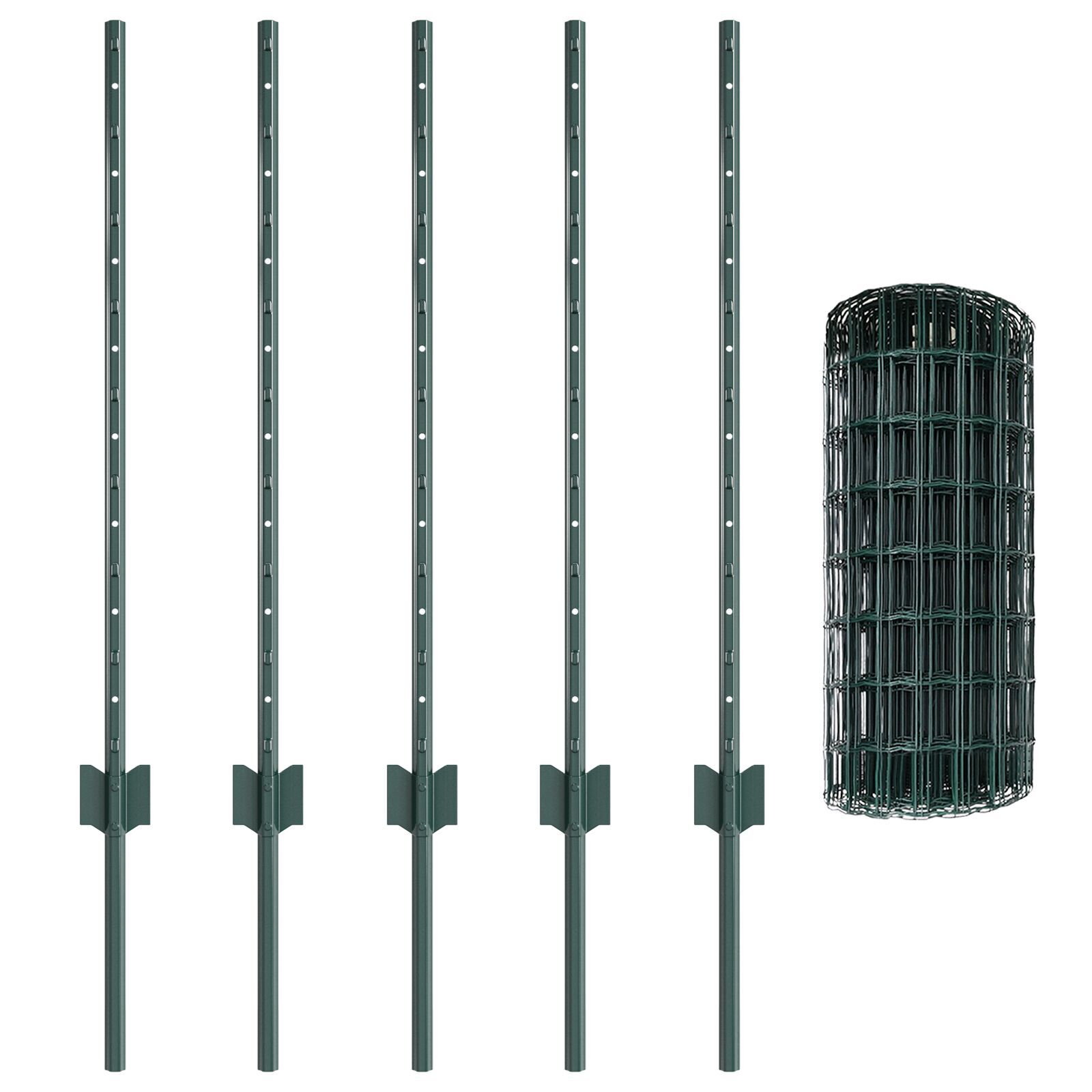 vidaXL Gard Euro cu 5 Posturi U, Verde, 0.8x10 m Oțel