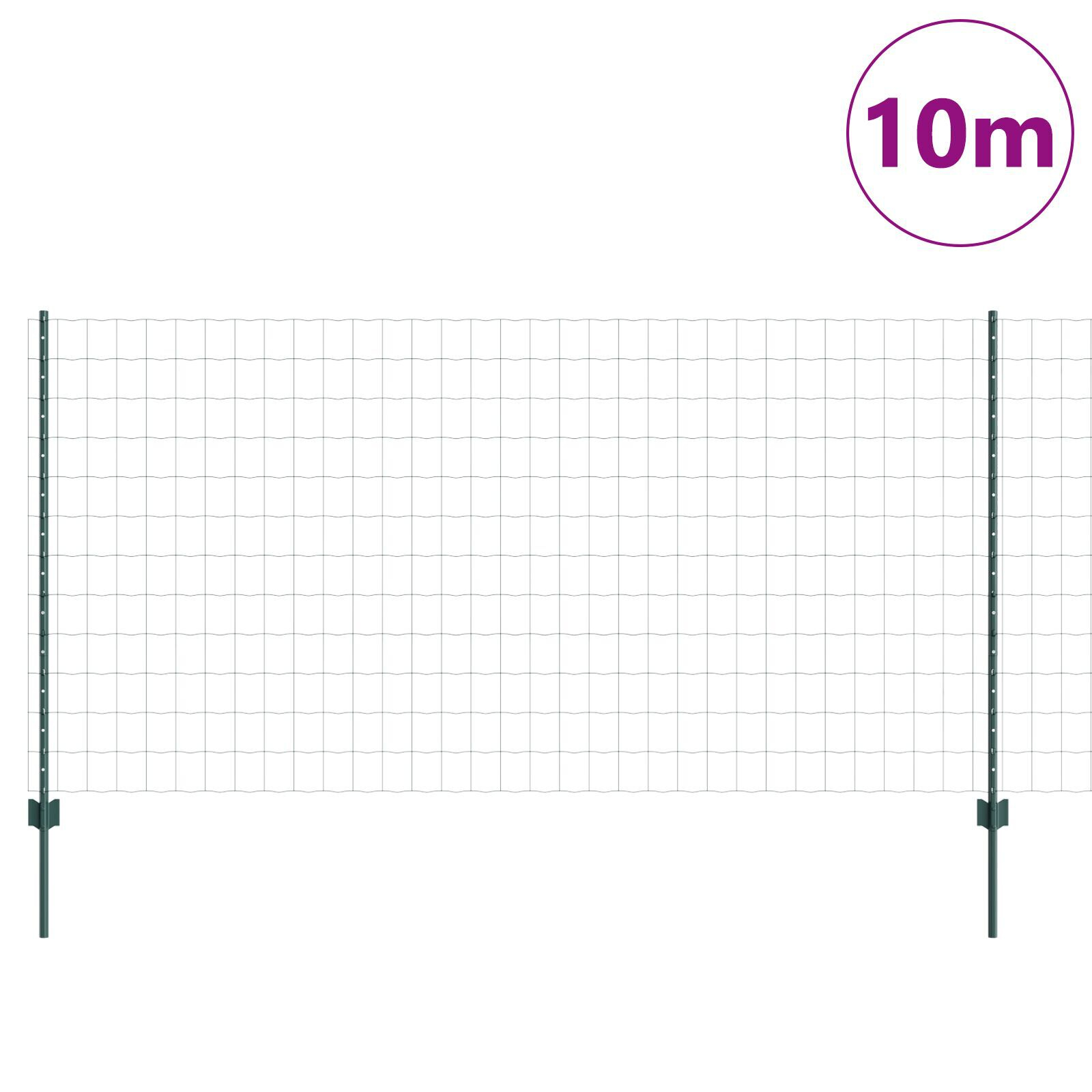 vidaXL Gard cu Stâlp Verde 1,2 x 10 m Oțel și PVC