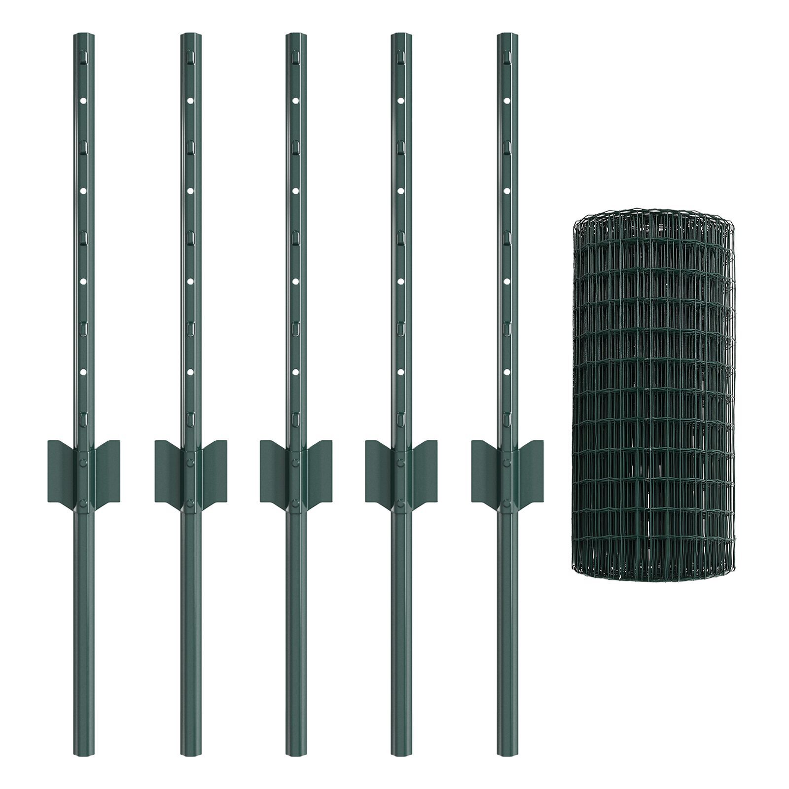 vidaXL Îngrădire cu stâlpi Verde 0.4 x 10 m Oțel