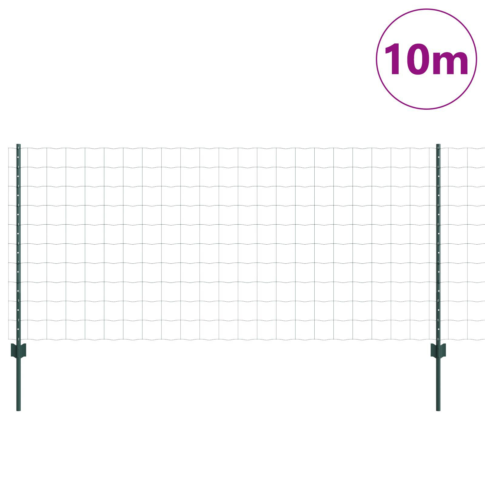 vidaXL Îngrădire cu stâlpi Verde 1 x 10 m Oțel