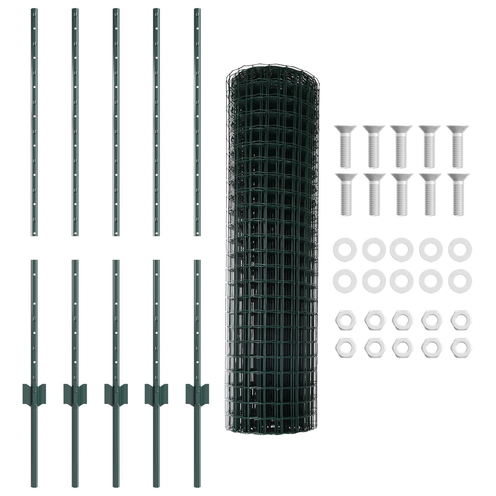 vidaXL Îngrădire cu stâlpi Verde 1 x 10 m Oțel