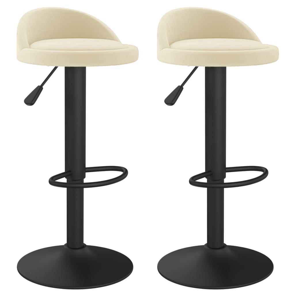 vidaXL Scaune de bar, 2 buc., crem, catifea vidaXL Scaune de bar, 2 buc., crem, catifea