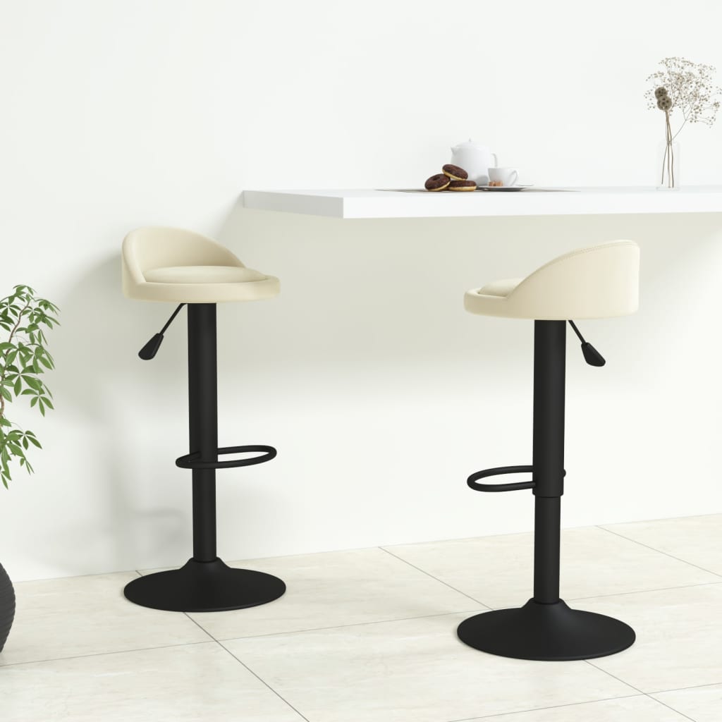 vidaXL Scaune de bar, 2 buc., crem, catifea vidaXL Scaune de bar, 2 buc., crem, catifea