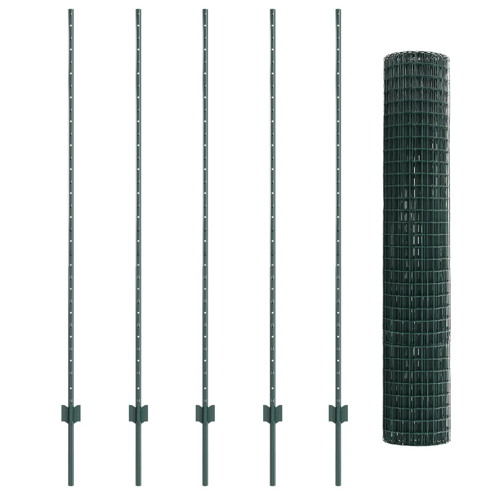 vidaXL Îngrădire cu stâlpi Verde 1.5 x 10 m Oțel