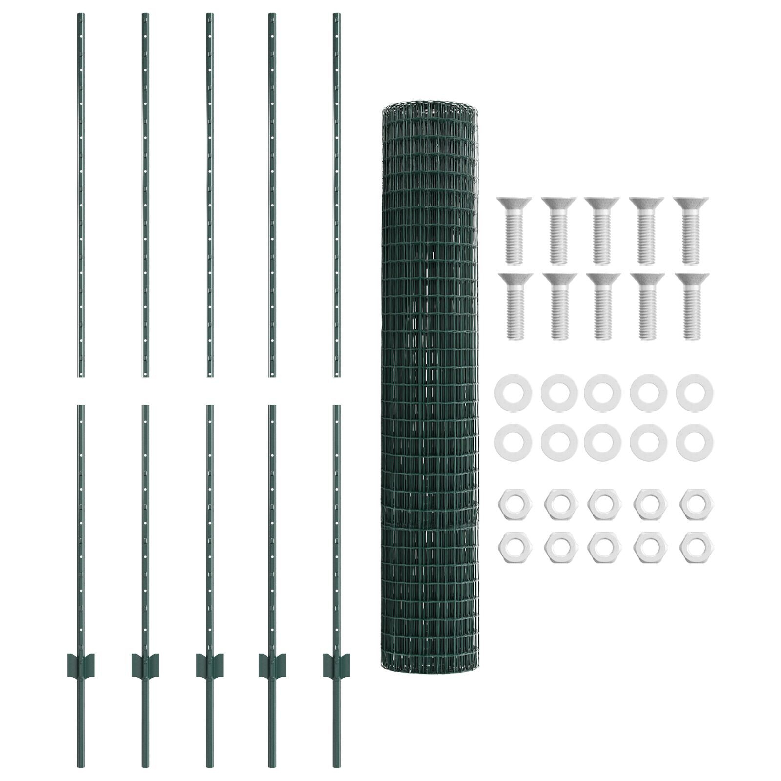 vidaXL Îngrădire cu stâlpi Verde 1.5 x 10 m Oțel