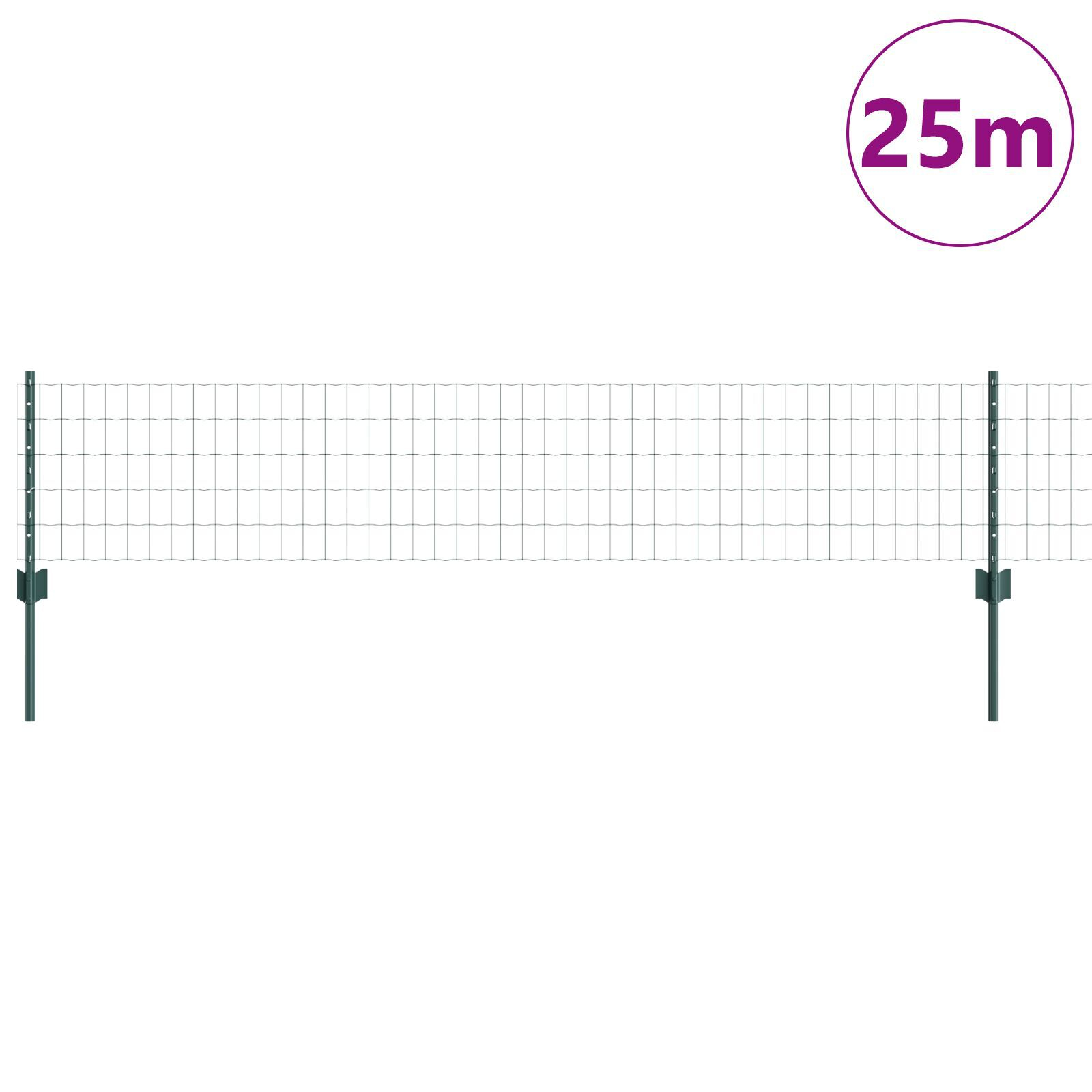 vidaXL Îngrădire cu stâlpi Verde 0.4 x 25 m Oțel