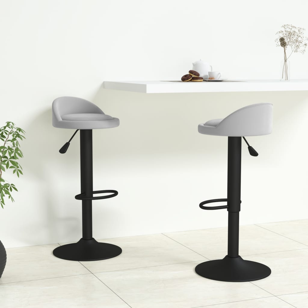 vidaXL Scaune de bar, 2 buc., gri deschis, catifea vidaXL Scaune de bar, 2 buc., gri deschis, catifea